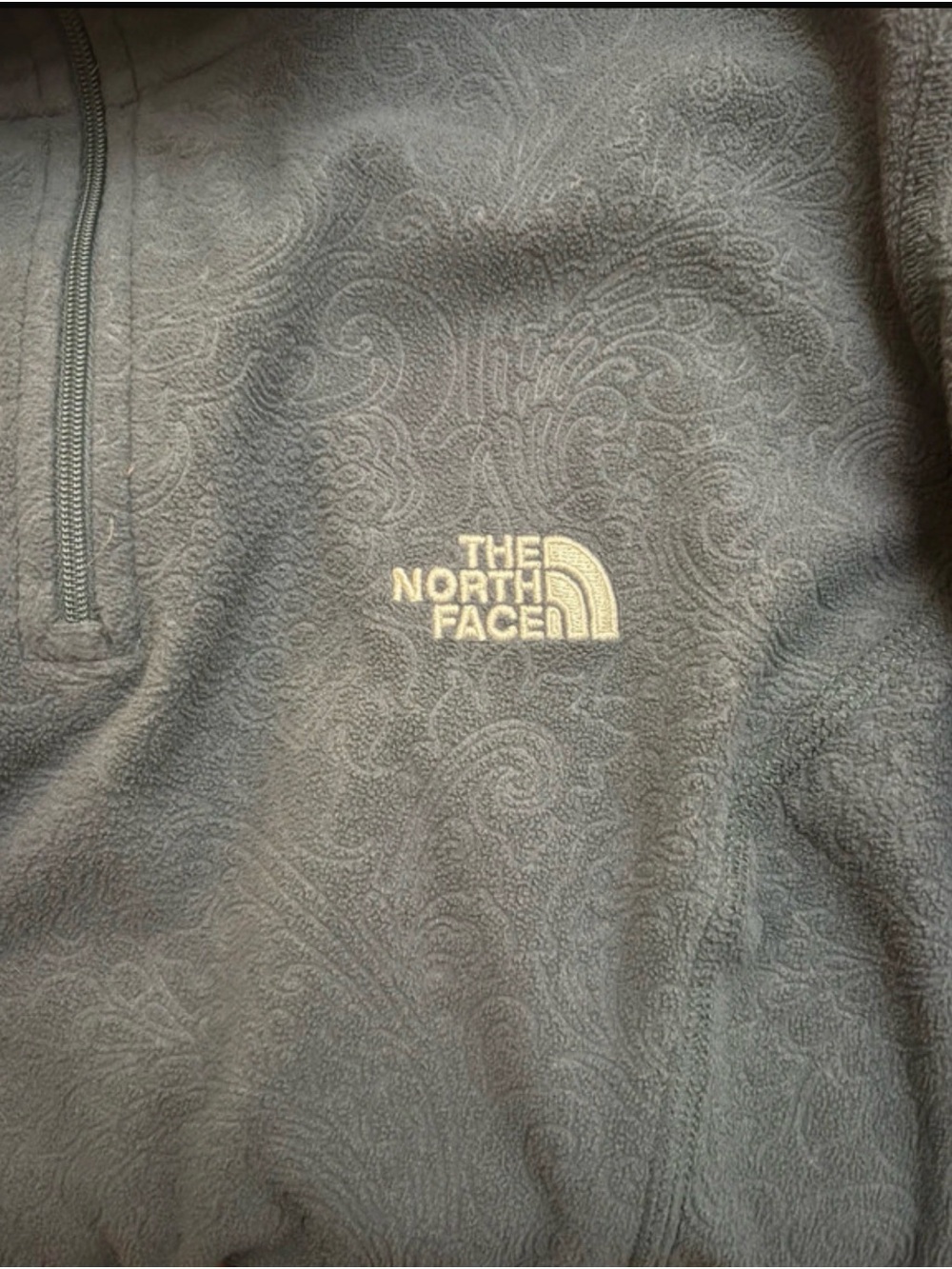 The North Face Women's Gray Paisley Quarter-Zip Fleece with Cream Logo